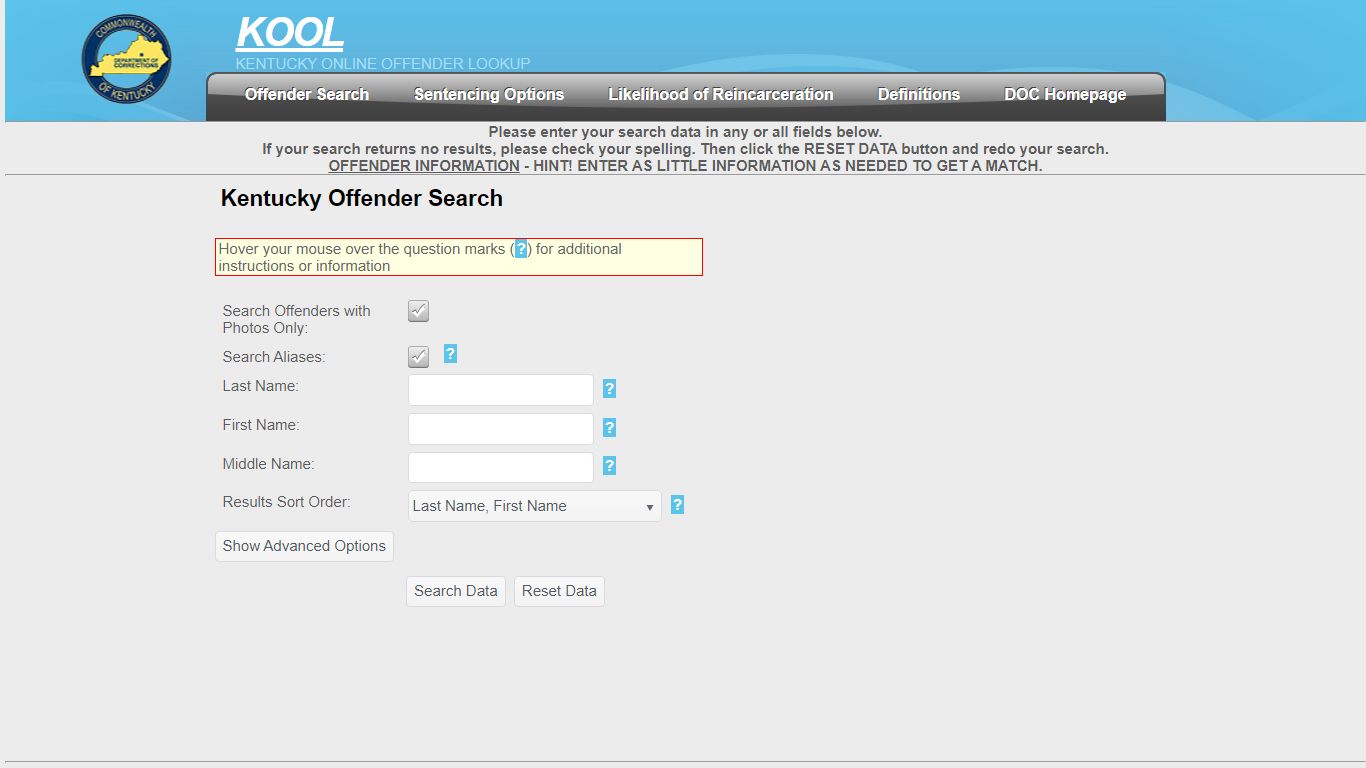 KOOL - Kentucky Offender Search - Kentucky Department of Corrections